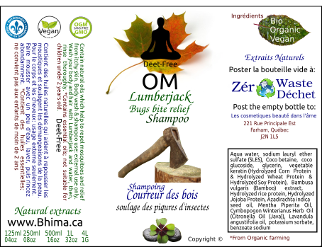 OM Lumberjack wild shield, deet free,  shampoo , conditioner, lotion